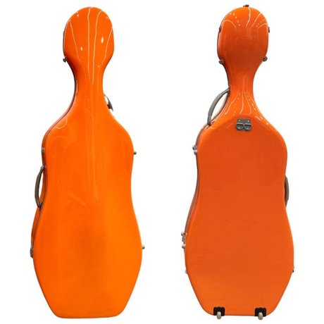 กล่องเชลโล carbon fiber สีส้ม Gloss With Wheels ขนาด 4/4