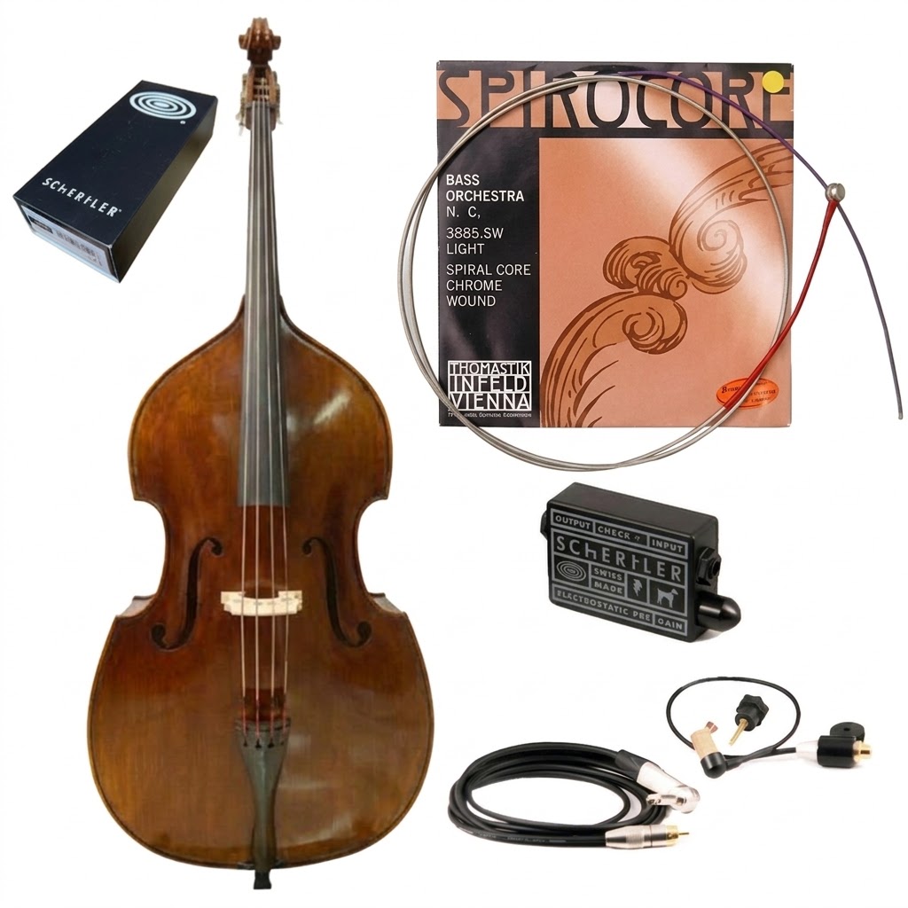 ดับเบิลเบส รุ่น 287G ขนาดมาตรฐาน ทรง Gamba สาย Spirocore Light & ปิคอัพ Stat B Set