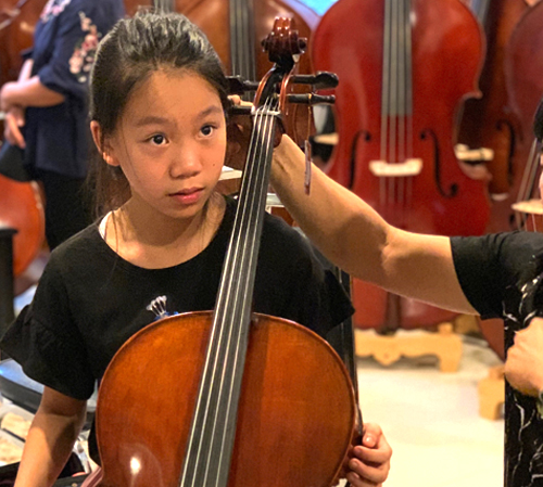 การวัดเชลโล: ส่วนโค้งด้านบนและระยะถึงสะพานนิ้ว